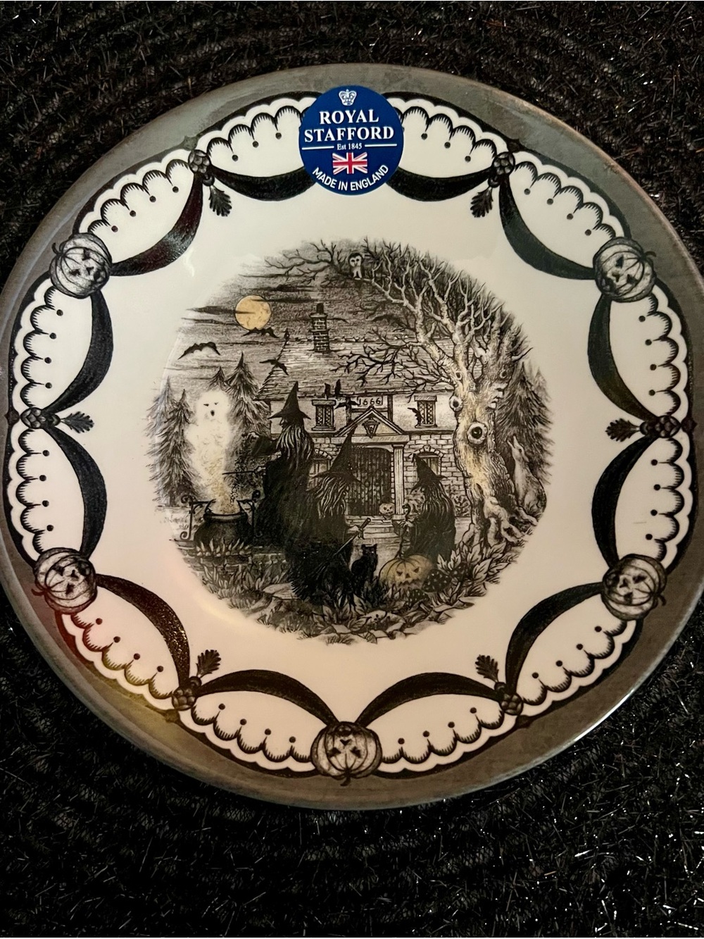 Halloween Witch Party Ceramic Soup Salad Bowl by Royal Stafford Boiling Pot Moon